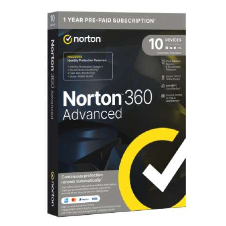 NORTON 360 Advance 200GB ES 1us 10 dispositivos 1A