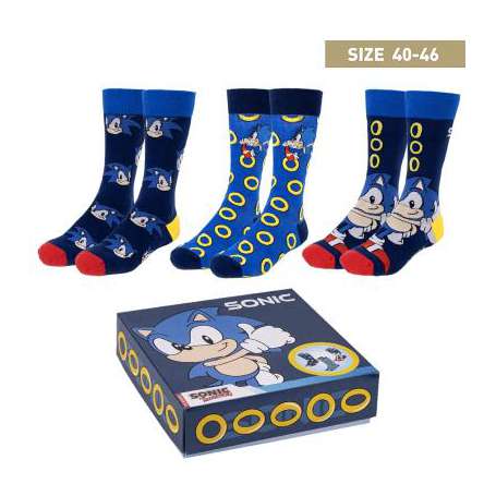 Pack calcetines 3 piezas sonic talla